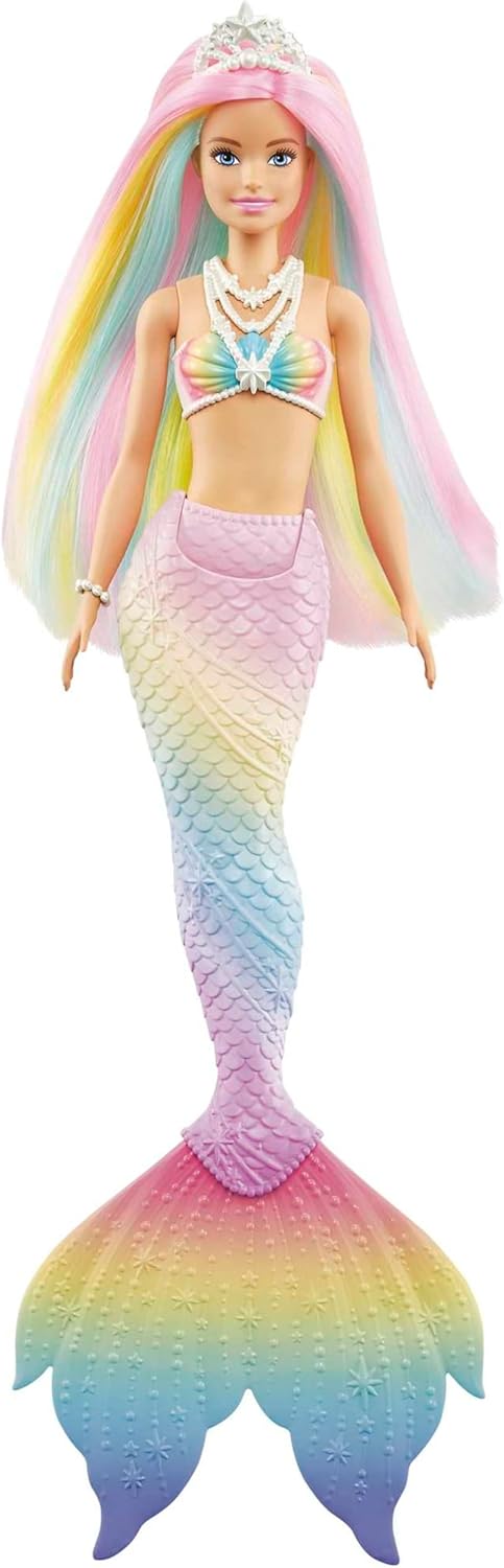 Barbie Dreamtopia Sirène Magique Arc-en-Ciel, Poupée Sirène Changeant De Couleur dans l'eau, Jouet pour Enfant de 3 Ans et Plus, GTF89