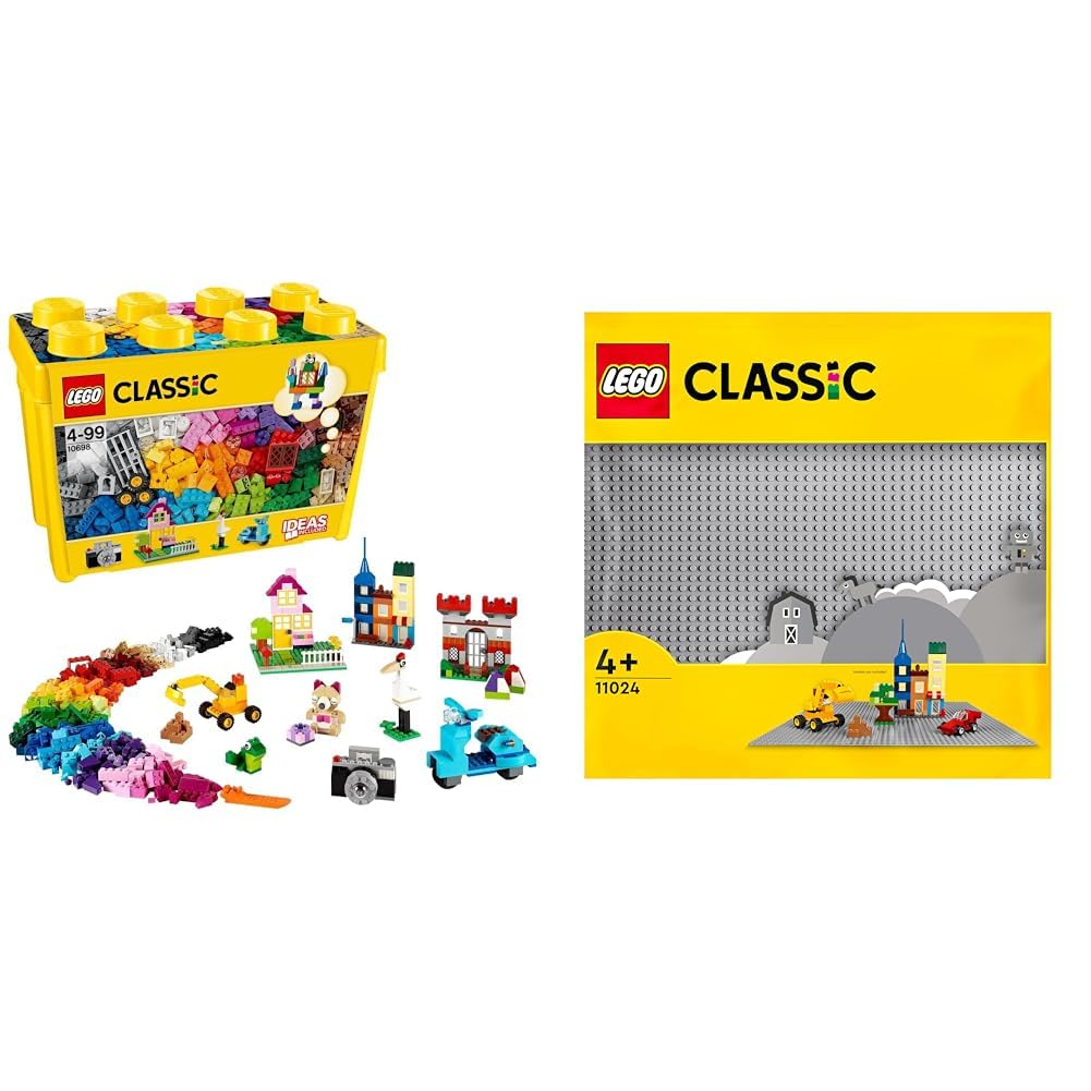 LEGO Classic La Boîte de Briques Créatives Deluxe - Jeu Créatif avec Espace de Rangement, Fenêtres, Roues & Plaques de Route - Activité de Noël - Cadeau pour Garçon ou Fille dès 4 Ans 10698
