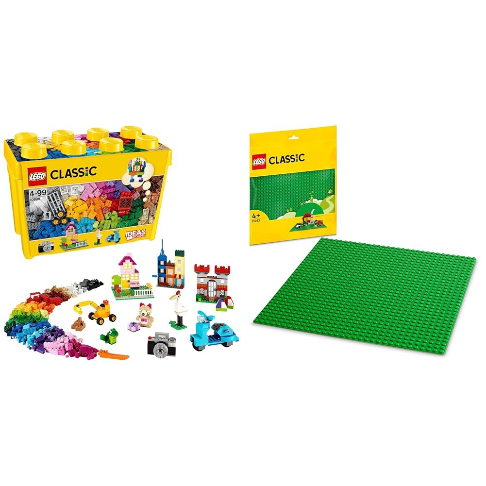 LEGO Classic La Boîte de Briques Créatives Deluxe - Jeu Créatif avec Espace de Rangement, Fenêtres, Roues & Plaques de Route - Activité de Noël - Cadeau pour Garçon ou Fille dès 4 Ans 10698