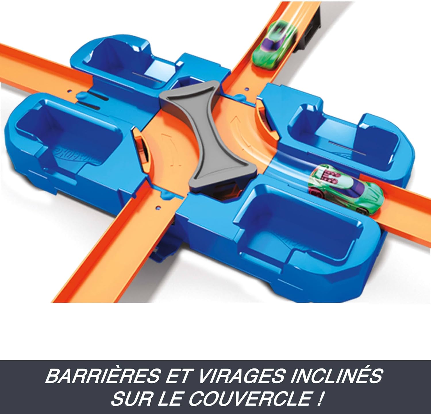 Hot Wheels Track Builder boîte de Construction Deluxe, 6 mètres de Piste, 2 Petites Voitures de Course incluses, Jouet pour Enfant, GGP93
