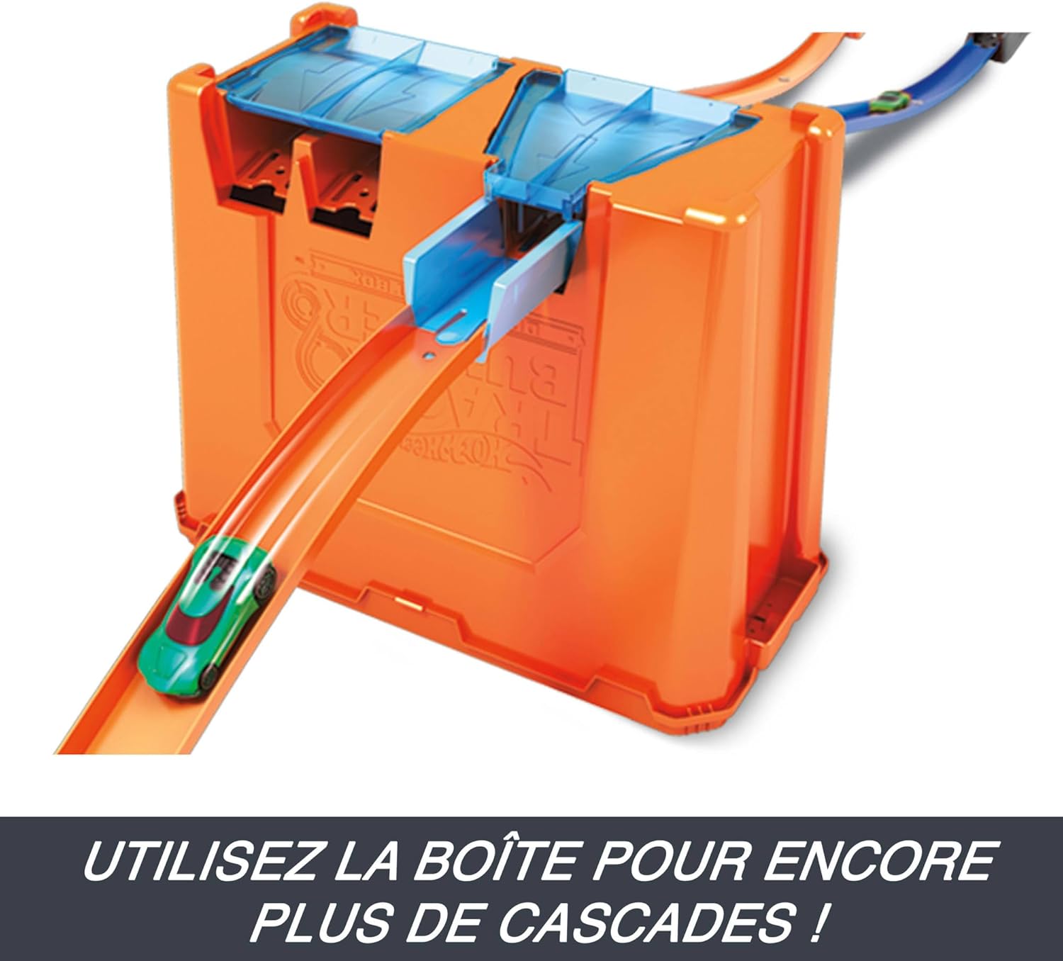 Hot Wheels Track Builder boîte de Construction Deluxe, 6 mètres de Piste, 2 Petites Voitures de Course incluses, Jouet pour Enfant, GGP93