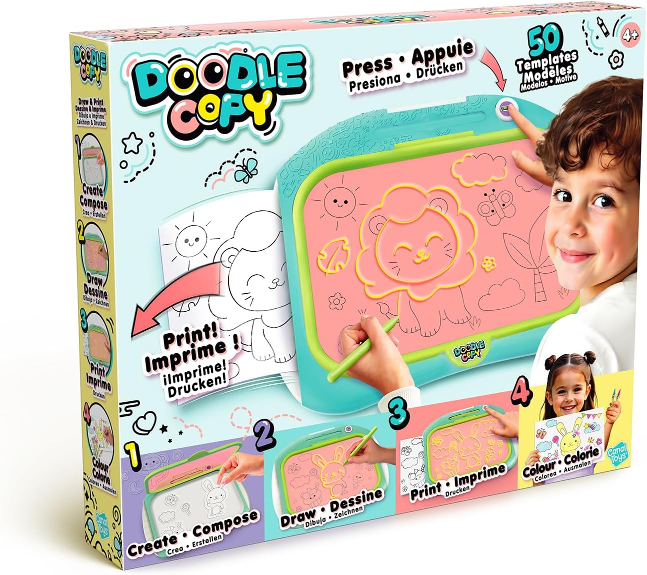 Canal Toys - Tablette Enfant Doodle Copy pour Imprimer Ses Dessins - Compose, Dessine, Imprime et Colorie - Cadeau Enfant 4 Ans + - Loisirs Créatif- 50 Modèles - Tablette Dessin - LIT 004