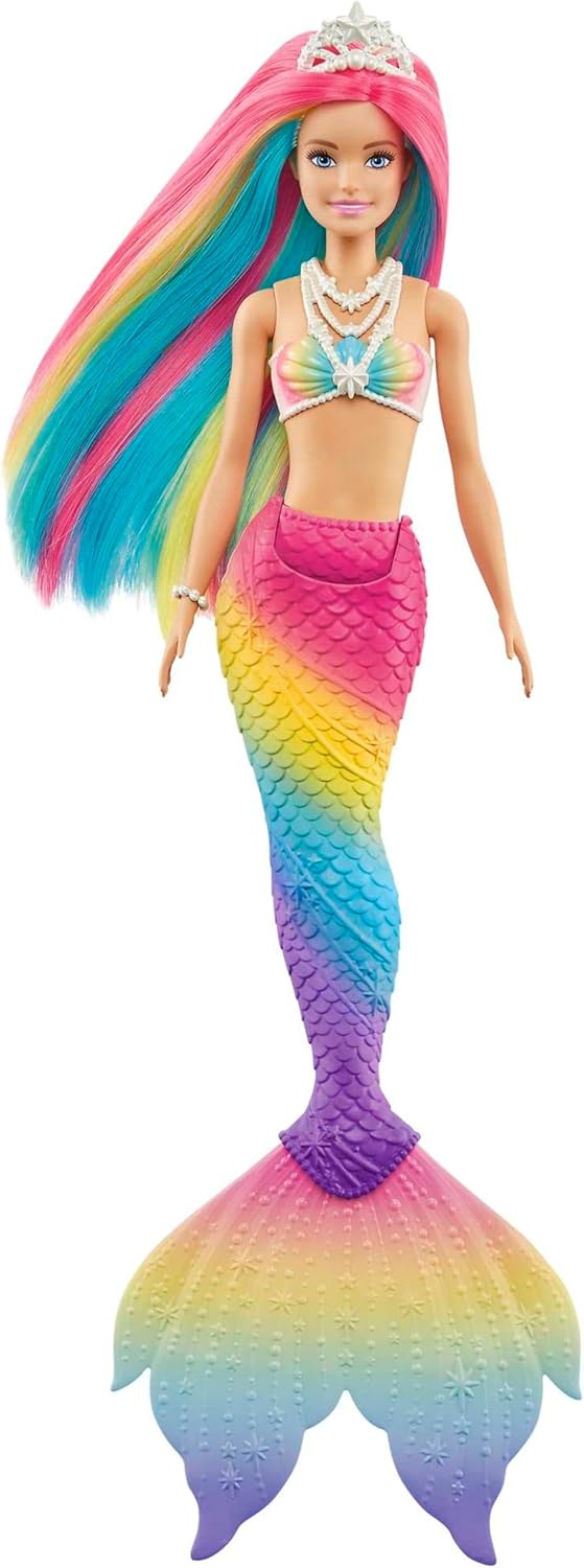 Barbie Dreamtopia Sirène Magique Arc-en-Ciel, Poupée Sirène Changeant De Couleur dans l'eau, Jouet pour Enfant de 3 Ans et Plus, GTF89