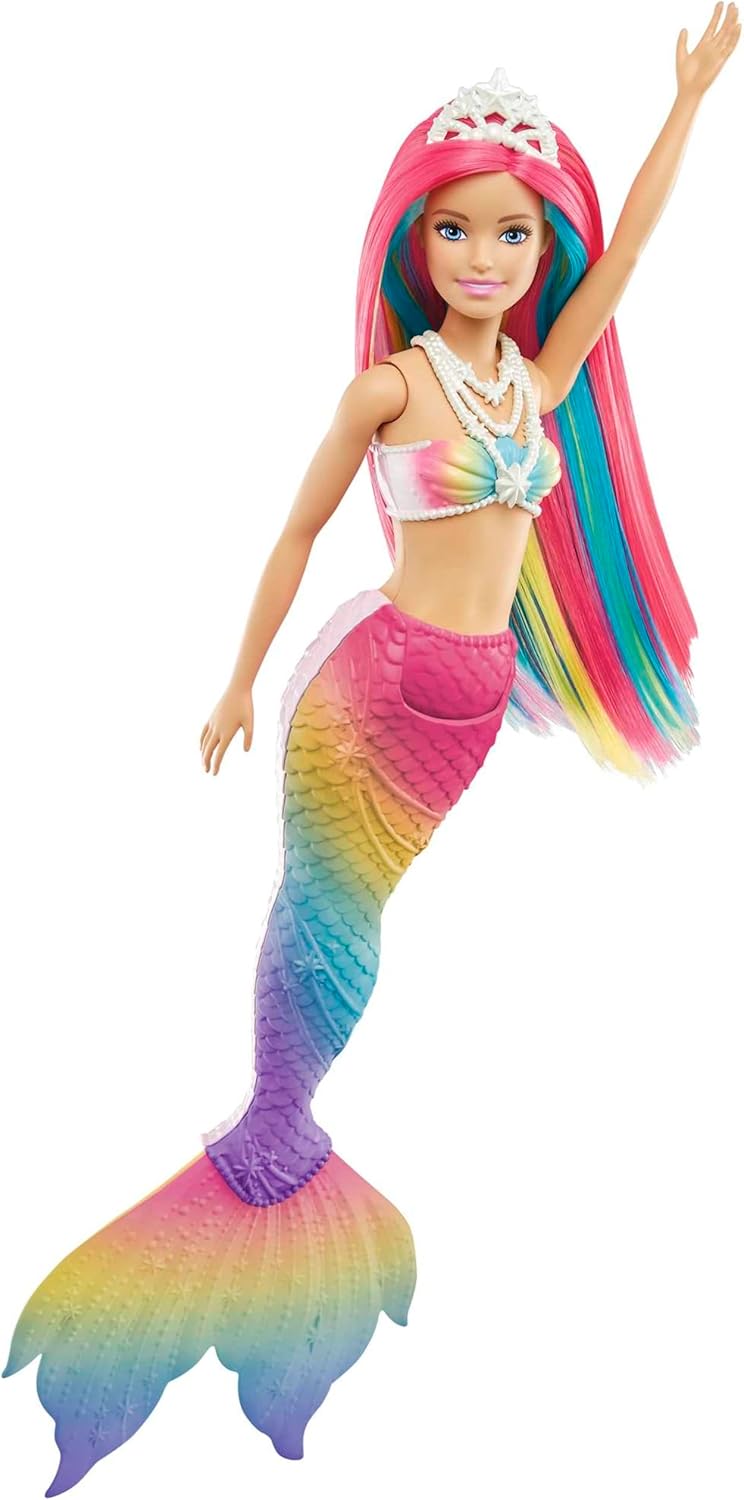 Barbie Dreamtopia Sirène Magique Arc-en-Ciel, Poupée Sirène Changeant De Couleur dans l'eau, Jouet pour Enfant de 3 Ans et Plus, GTF89