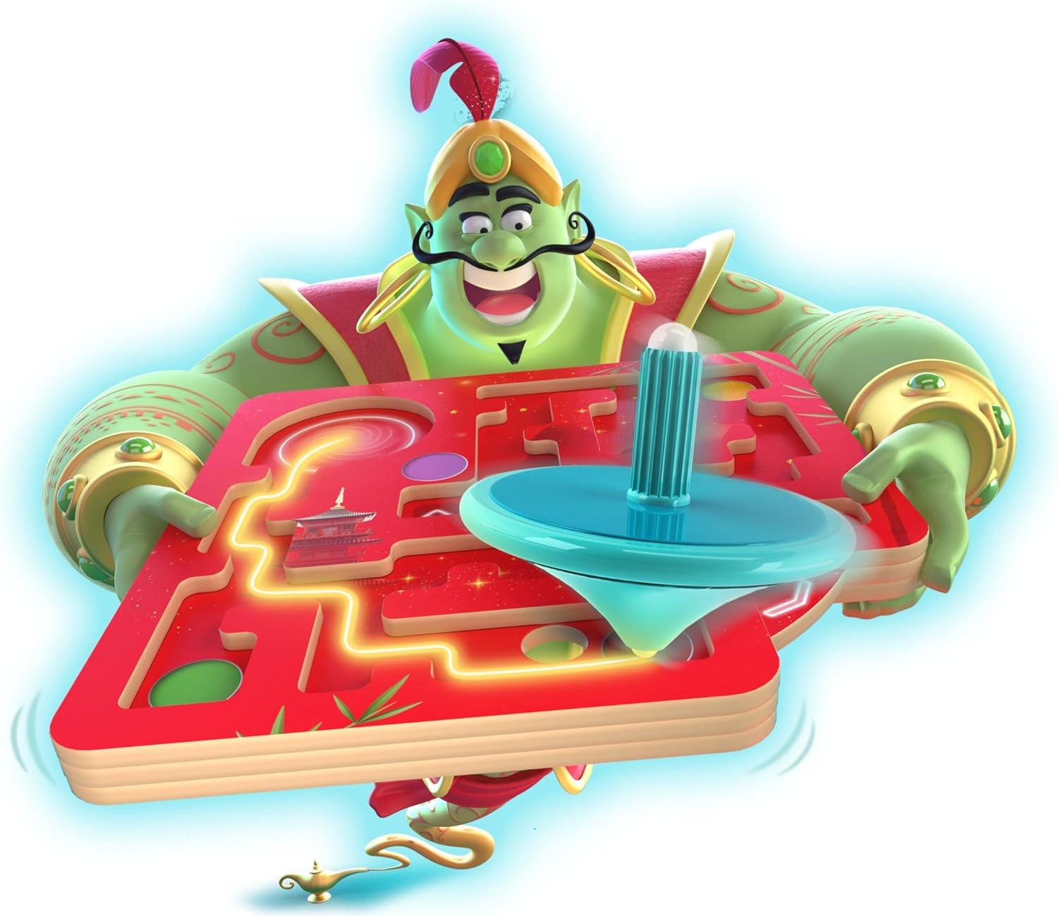 LA TOUPIE VOYAGEUSE - Jeu de société Enfants - Jeu 6 Ans - toupie - Jeu de société Famille - Défis/Missions - dextérité et adresse -Buzzy Games