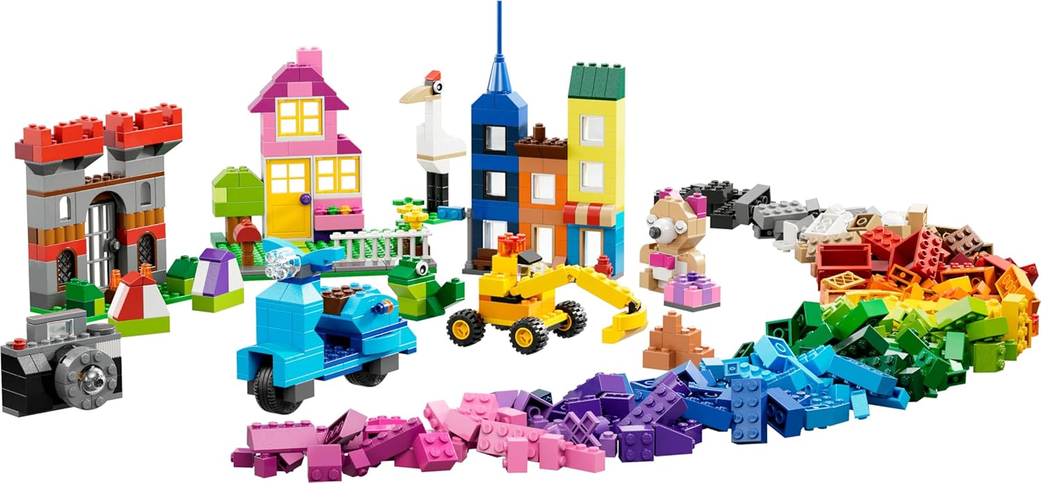 LEGO Classic La Boîte de Briques Créatives Deluxe - Jeu Créatif avec Espace de Rangement, Fenêtres, Roues & Plaques de Route - Activité de Noël - Cadeau pour Garçon ou Fille dès 4 Ans 10698