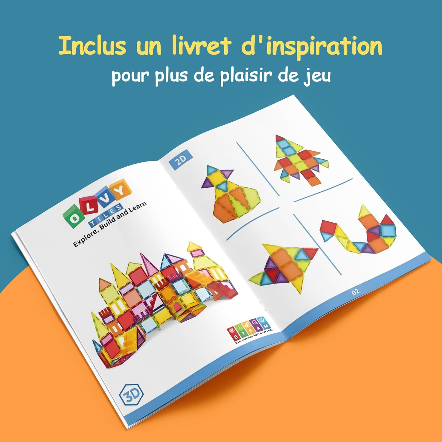 Olvy Blocs Magnétiques Montessori Jouet - 120 Tuiles Magnétiques Enfants - Jouet de Construction Magnétique Dès 3 Ans - Smart Playground Blocs Magnétiques (120 Tuiles Magnétiques)