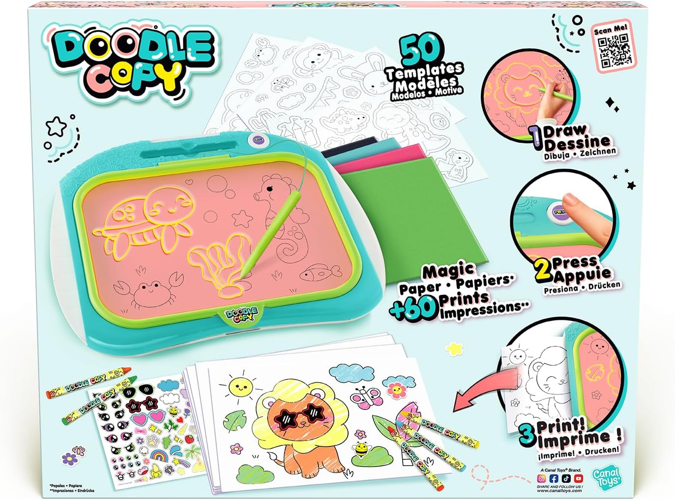 Canal Toys - Tablette Enfant Doodle Copy pour Imprimer Ses Dessins - Compose, Dessine, Imprime et Colorie - Cadeau Enfant 4 Ans + - Loisirs Créatif- 50 Modèles - Tablette Dessin - LIT 004