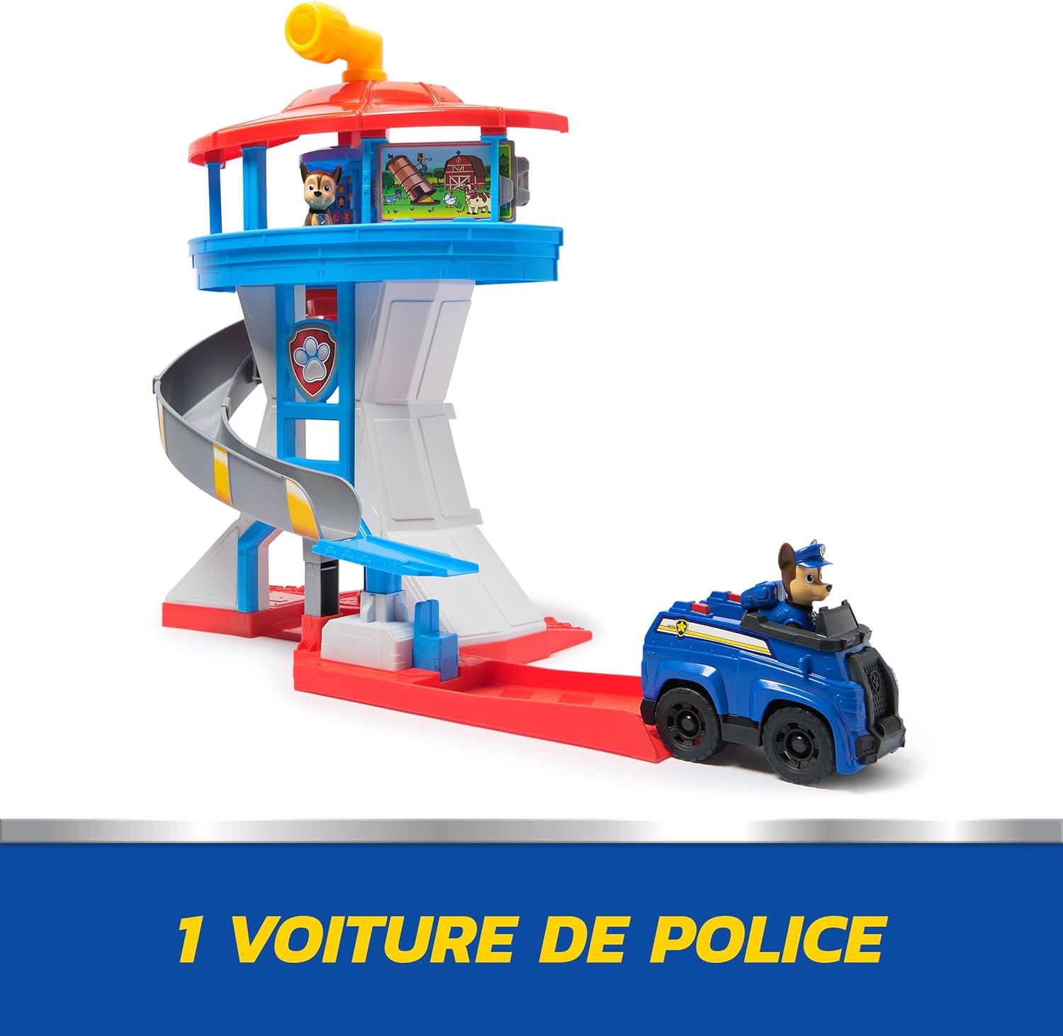 Paw Patrol - Pat Patrouille - Tour De Contrôle 50 Cm - Périscope, Missions, Toboggan, 7 Cartes, 1 Véhicule Et 2 Figurines Chase - Pat Patrouille Jouet - Voiture Enfant - Jouet Enfant 3 Ans Et +