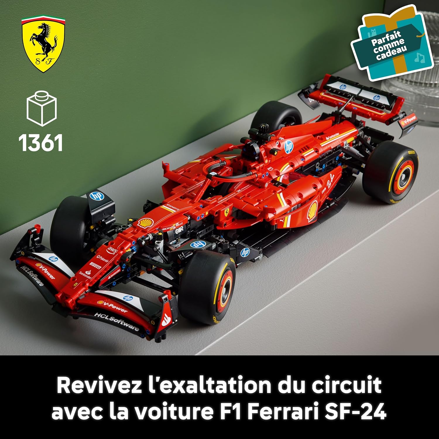 LEGO Technic F1 Ferrari SF-24 - Maquette de Voiture de Course Collector à Échelle 1/8 - Inclut Moteur V6, Boîte de Vitesses, DRS & Volant - Activité de Noël - Idée Cadeau Adulte & Adolescent 42207