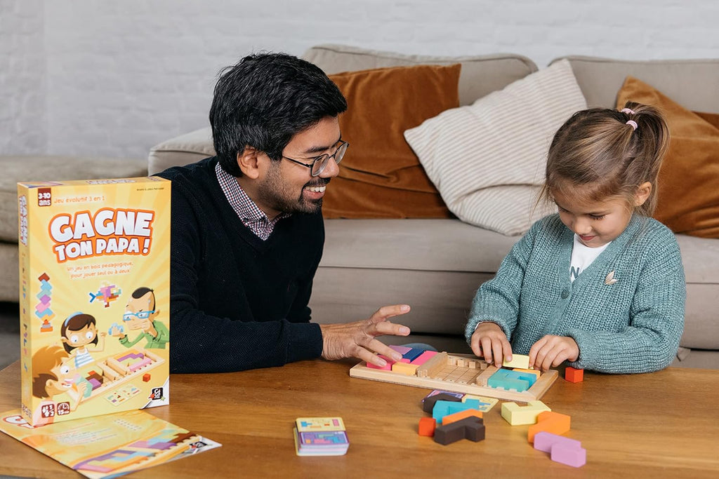 GIGAMIC - Gagne Ton Papa - Le Jeu Casse-tête évolutif en Bois - A partir de 3 Ans - De 1 à 2 Joueurs