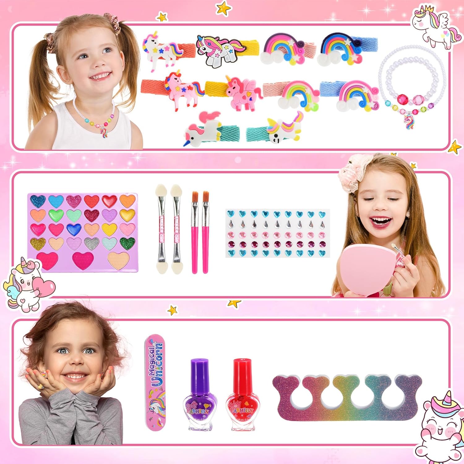 Licorne Maquillage Enfant Fille, Jouet Fille 5 6 7 8 9 10 Ans Licornes Palette Cadeau Noël Anniversaire Enfants 4-9 Ans Filles Coffret Maquillage Licorne Jouet Cadeau Filles 5-10
