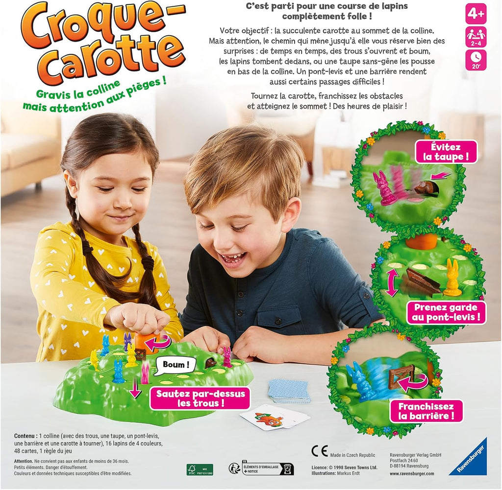 Ravensburger - Croque Carotte - Jeu de Société Rigolo - Jeu pour Famille avec Enfants - Course de Lapins Amusante - 2 à 4 Joueurs dès 4 Ans - 22223 - Version française