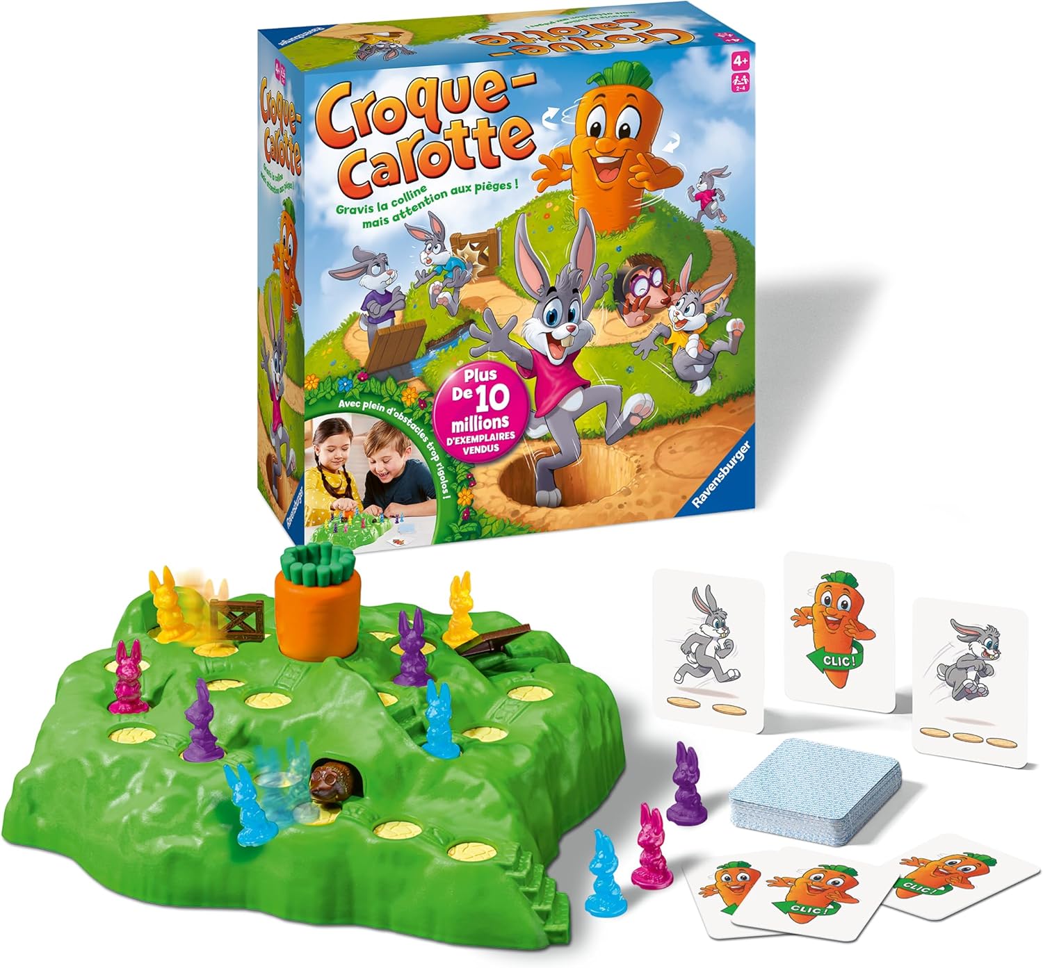 Ravensburger - Croque Carotte - Jeu de Société Rigolo - Jeu pour Famille avec Enfants - Course de Lapins Amusante - 2 à 4 Joueurs dès 4 Ans - 22223 - Version française