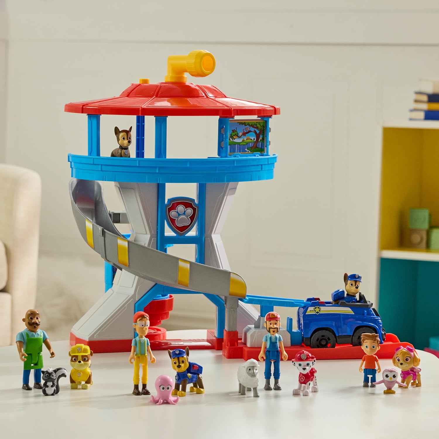Paw Patrol - Pat Patrouille - Tour De Contrôle 50 Cm - Périscope, Missions, Toboggan, 7 Cartes, 1 Véhicule Et 2 Figurines Chase - Pat Patrouille Jouet - Voiture Enfant - Jouet Enfant 3 Ans Et +