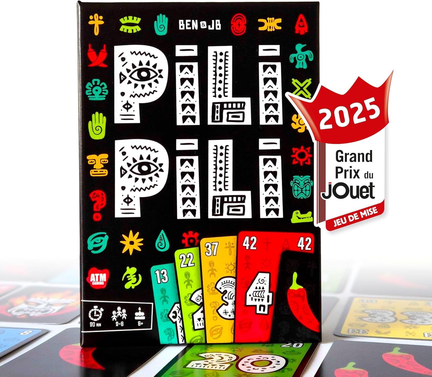 ATM Gaming PILI PILI - Jeu de société - Vainqueur Grand Prix du Jouet 2025 - Jeu de Cartes Tactique et d’Ambiance - 2 à 8 Joueurs - 20 Min - Idée Cadeau Original