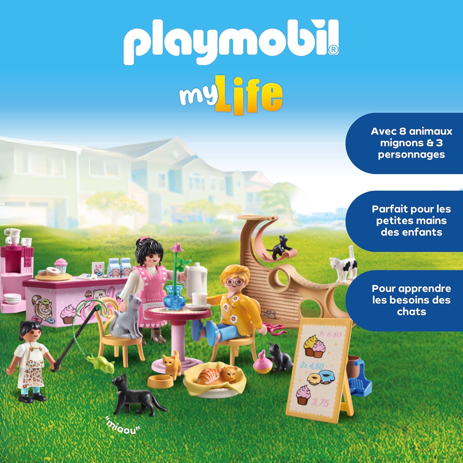 Playmobil | My Life | Café des Chats | Jouet pour Enfants | Set de Figurines d'animaux | Jouet pour Enfants à partir de 4 Ans | 71744
