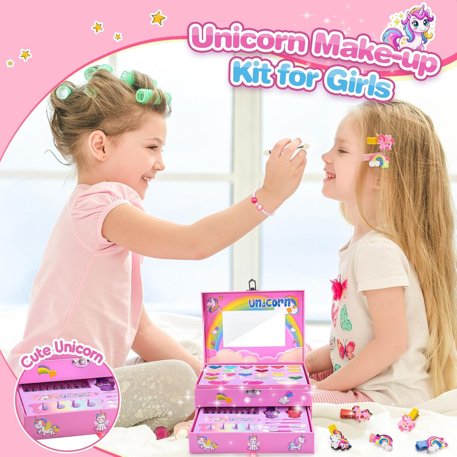 Licorne Maquillage Enfant Fille, Jouet Fille 5 6 7 8 9 10 Ans Licornes Palette Cadeau Noël Anniversaire Enfants 4-9 Ans Filles Coffret Maquillage Licorne Jouet Cadeau Filles 5-10