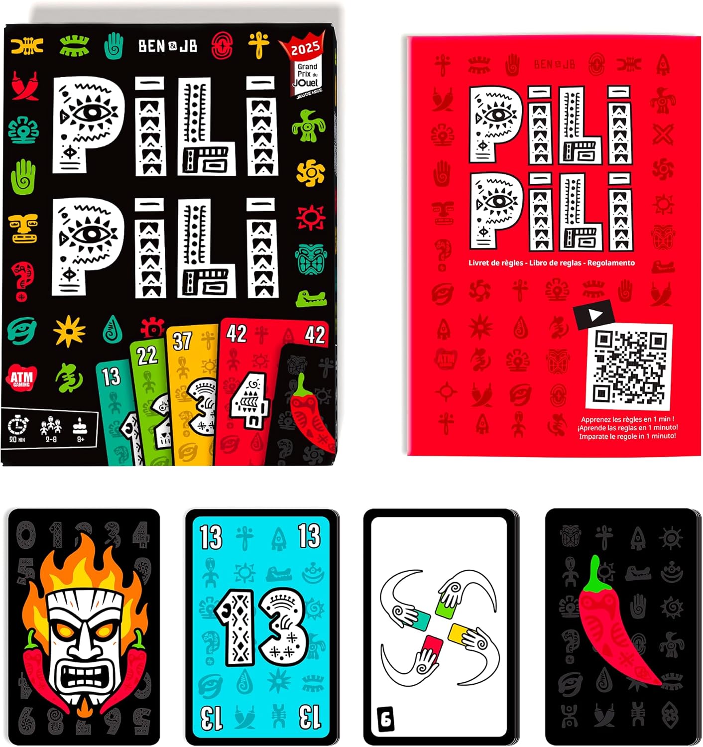 ATM Gaming PILI PILI - Jeu de société - Vainqueur Grand Prix du Jouet 2025 - Jeu de Cartes Tactique et d’Ambiance - 2 à 8 Joueurs - 20 Min - Idée Cadeau Original