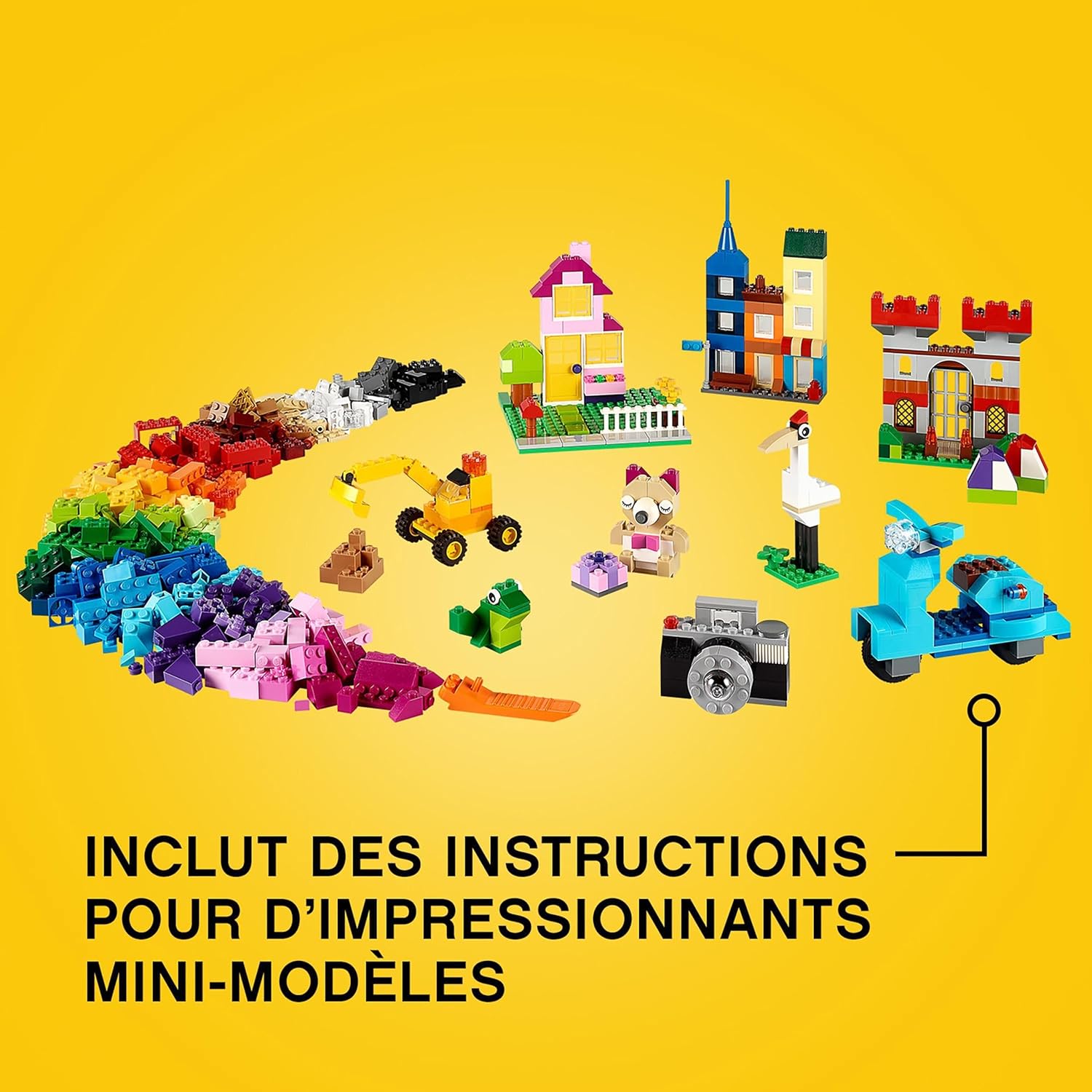 LEGO Classic La Boîte de Briques Créatives Deluxe - Jeu Créatif avec Espace de Rangement, Fenêtres, Roues & Plaques de Route - Activité de Noël - Cadeau pour Garçon ou Fille dès 4 Ans 10698