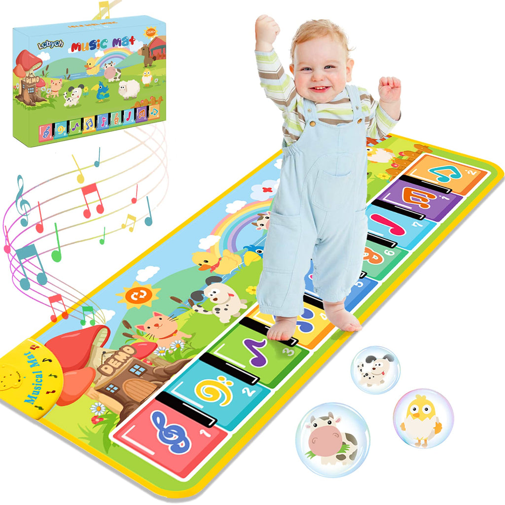 Tapis Musical Tapis Piano Enfant avec 8 Animaux, Tapis de Danse, Tapis de Jeu Musique, Cadeaux d'anniversaire, Jouets Musicaux pour Bébés Garçons Filles