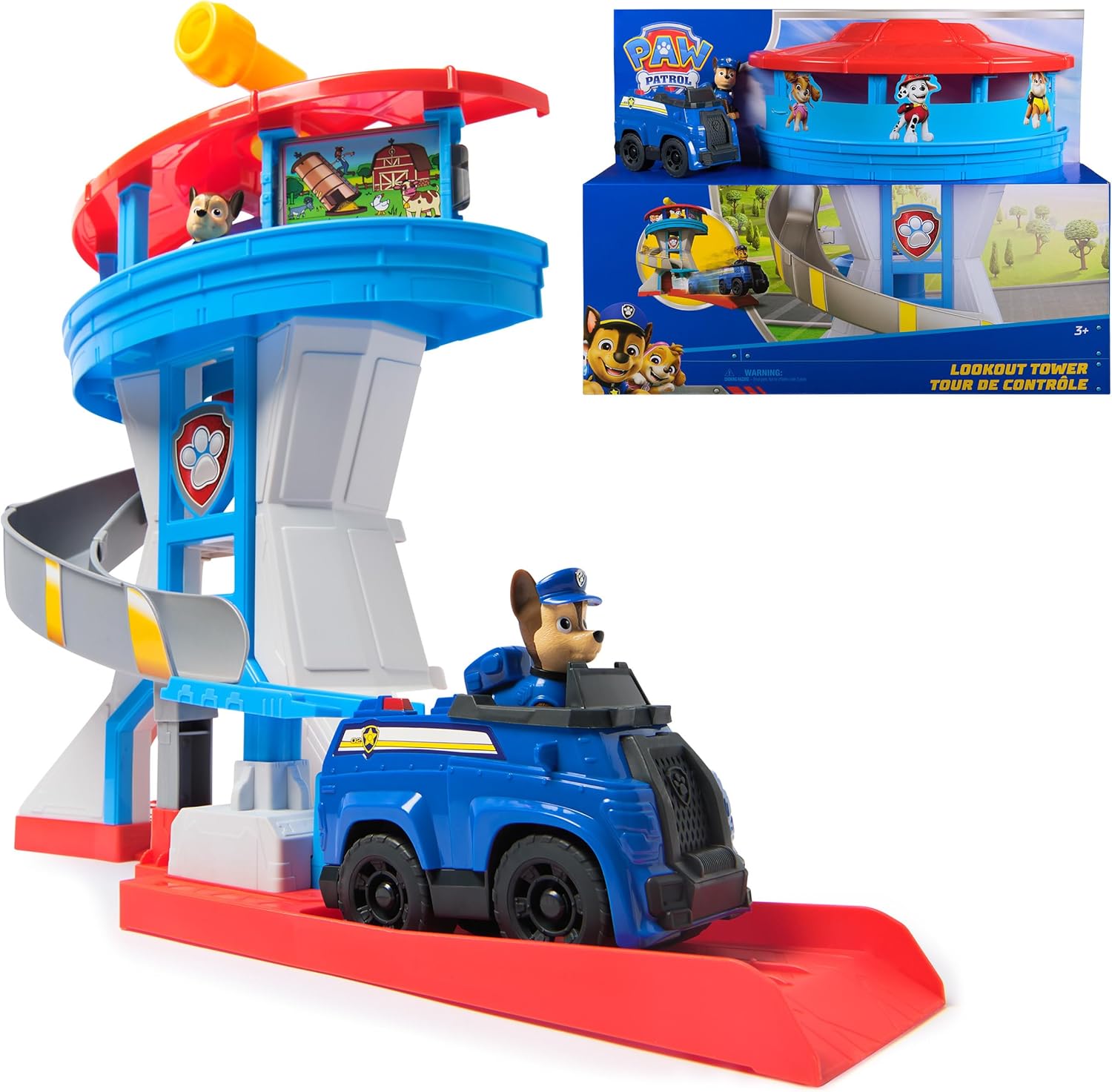 Paw Patrol - Pat Patrouille - Tour De Contrôle 50 Cm - Périscope, Missions, Toboggan, 7 Cartes, 1 Véhicule Et 2 Figurines Chase - Pat Patrouille Jouet - Voiture Enfant - Jouet Enfant 3 Ans Et +