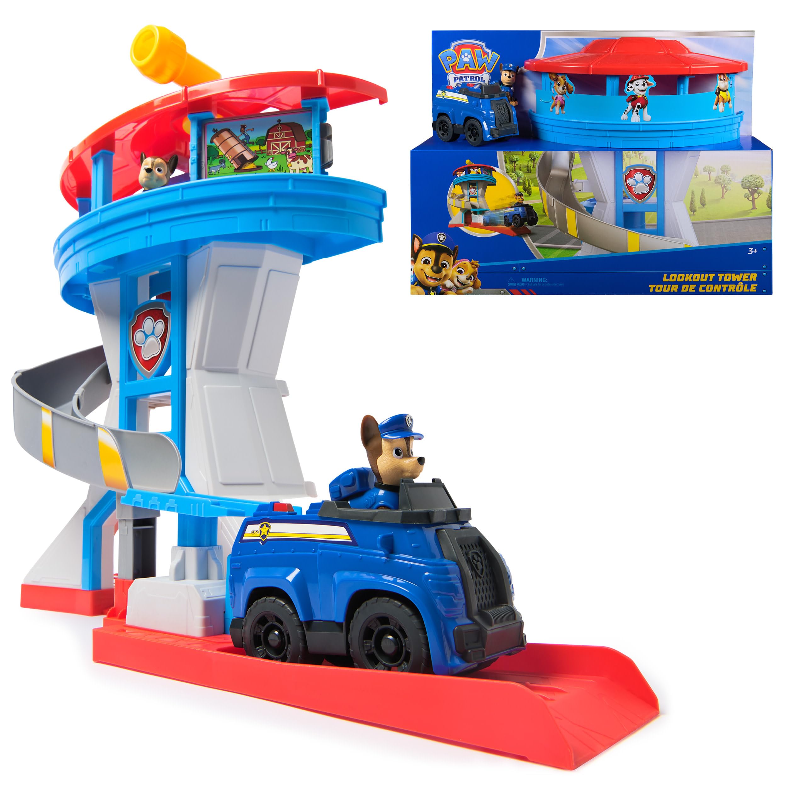 Paw Patrol - Pat Patrouille - Tour De Contrôle 50 Cm - Périscope, Missions, Toboggan, 7 Cartes, 1 Véhicule Et 2 Figurines Chase - Pat Patrouille Jouet - Voiture Enfant - Jouet Enfant 3 Ans Et +