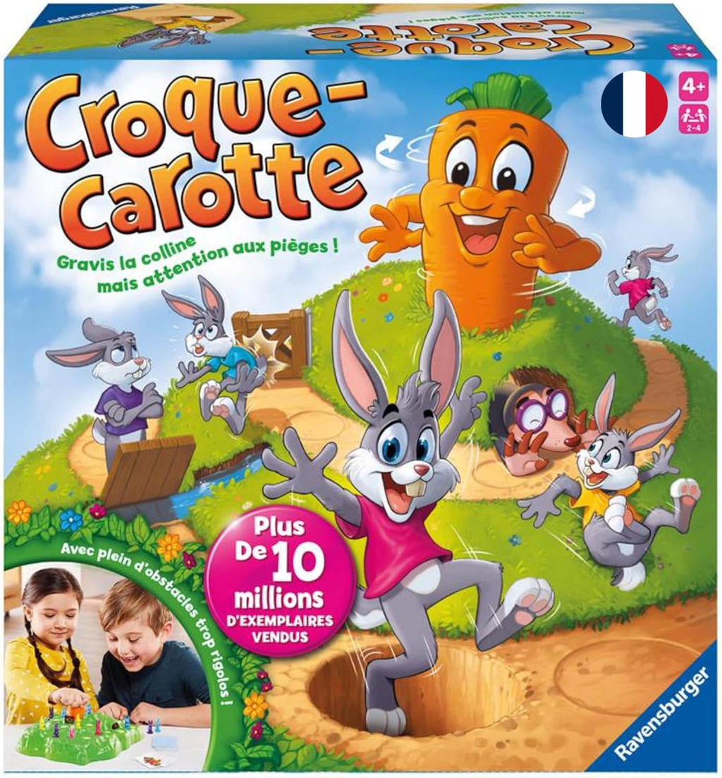 Ravensburger - Croque Carotte - Jeu de Société Rigolo - Jeu pour Famille avec Enfants - Course de Lapins Amusante - 2 à 4 Joueurs dès 4 Ans - 22223 - Version française