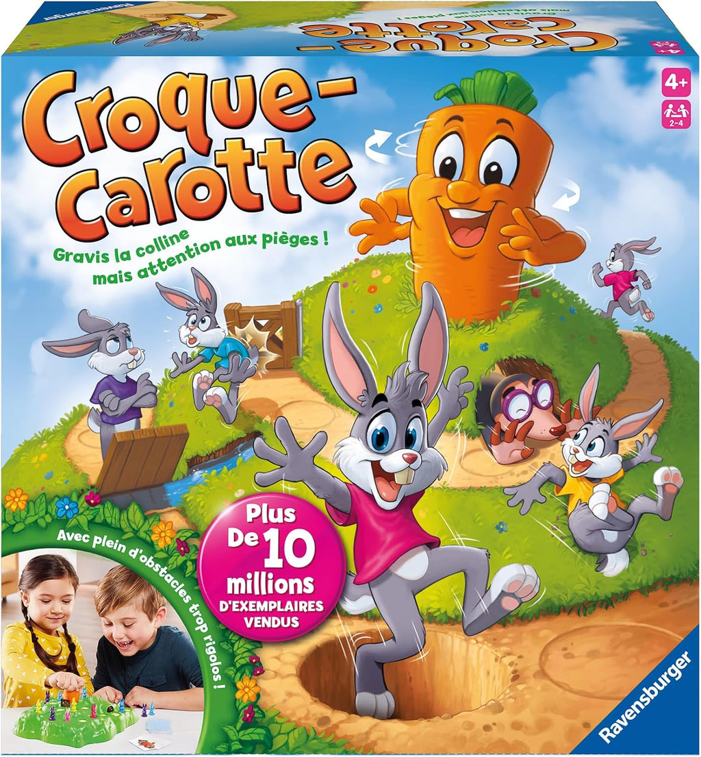 Ravensburger - Croque Carotte - Jeu de Société Rigolo - Jeu pour Famille avec Enfants - Course de Lapins Amusante - 2 à 4 Joueurs dès 4 Ans - 22223 - Version française