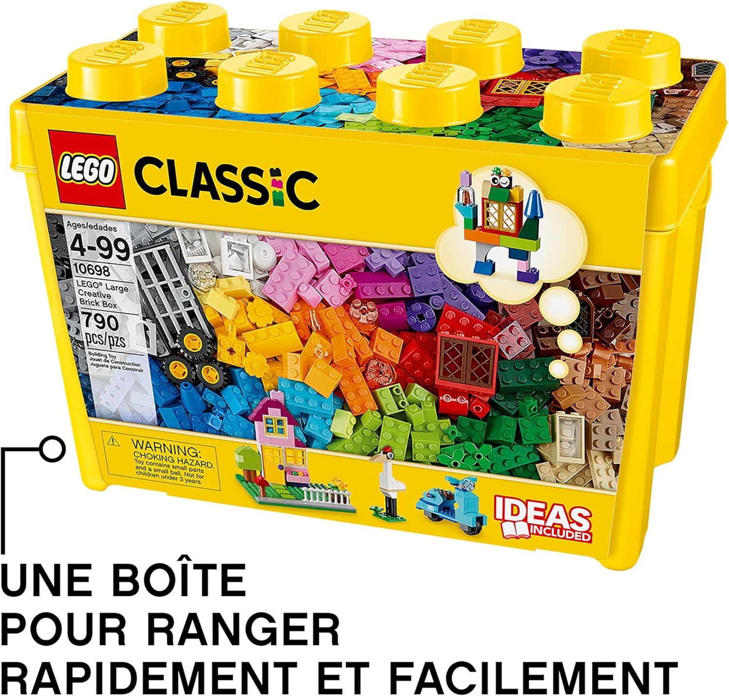 LEGO Classic La Boîte de Briques Créatives Deluxe - Jeu Créatif avec Espace de Rangement, Fenêtres, Roues & Plaques de Route - Activité de Noël - Cadeau pour Garçon ou Fille dès 4 Ans 10698