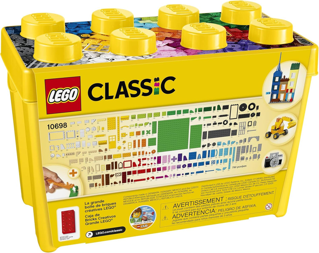 LEGO Classic La Boîte de Briques Créatives Deluxe - Jeu Créatif avec Espace de Rangement, Fenêtres, Roues & Plaques de Route - Activité de Noël - Cadeau pour Garçon ou Fille dès 4 Ans 10698