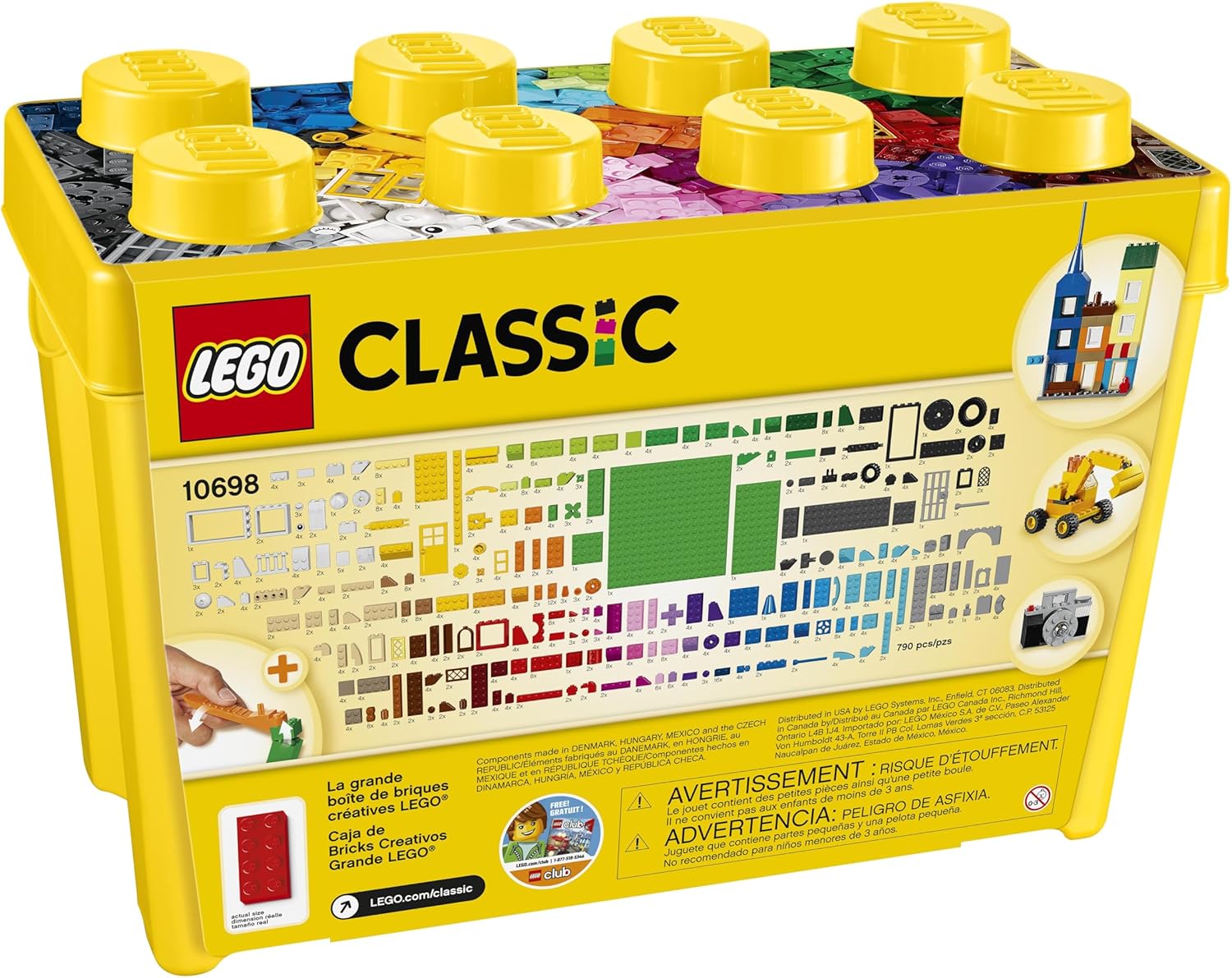 LEGO Classic La Boîte de Briques Créatives Deluxe - Jeu Créatif avec Espace de Rangement, Fenêtres, Roues & Plaques de Route - Activité de Noël - Cadeau pour Garçon ou Fille dès 4 Ans 10698