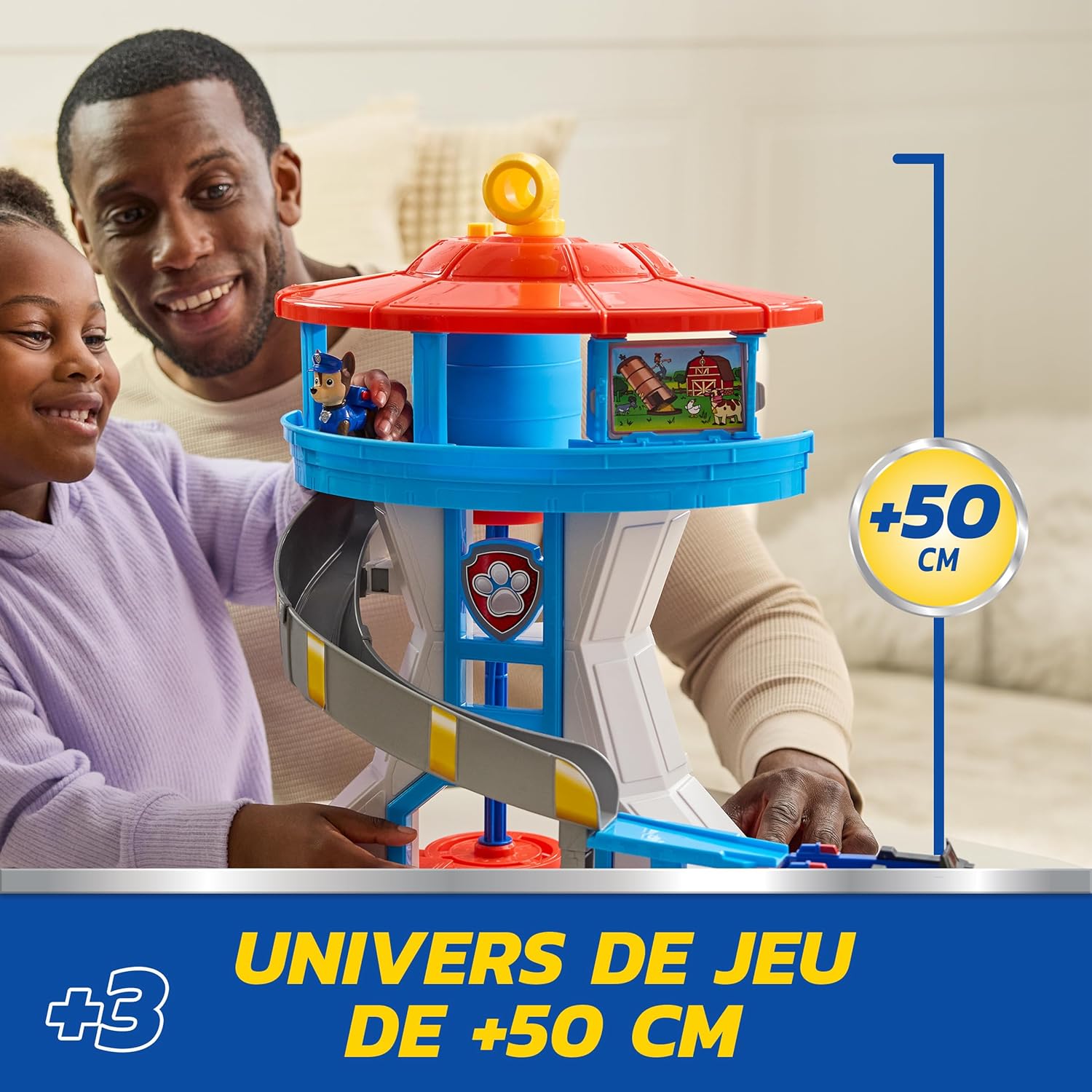 Paw Patrol - Pat Patrouille - Tour De Contrôle 50 Cm - Périscope, Missions, Toboggan, 7 Cartes, 1 Véhicule Et 2 Figurines Chase - Pat Patrouille Jouet - Voiture Enfant - Jouet Enfant 3 Ans Et +