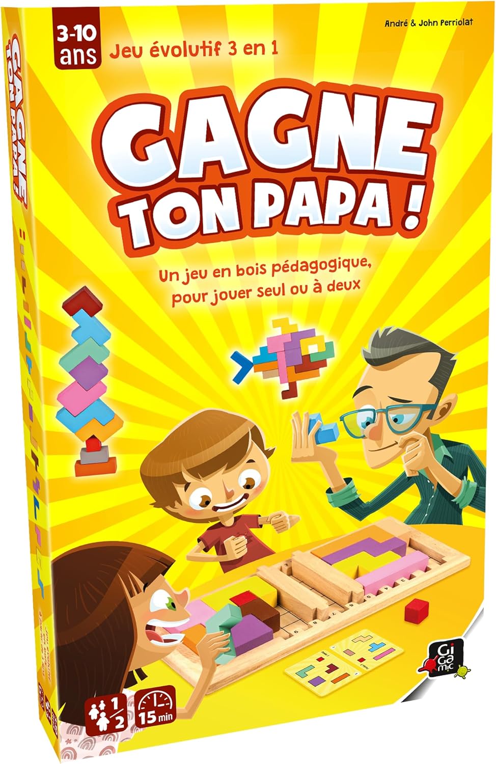 GIGAMIC - Gagne Ton Papa - Le Jeu Casse-tête évolutif en Bois - A partir de 3 Ans - De 1 à 2 Joueurs