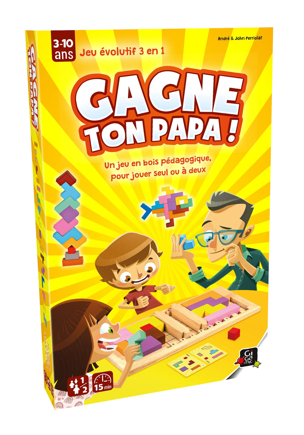 GIGAMIC - Gagne Ton Papa - Le Jeu Casse-tête évolutif en Bois - A partir de 3 Ans - De 1 à 2 Joueurs