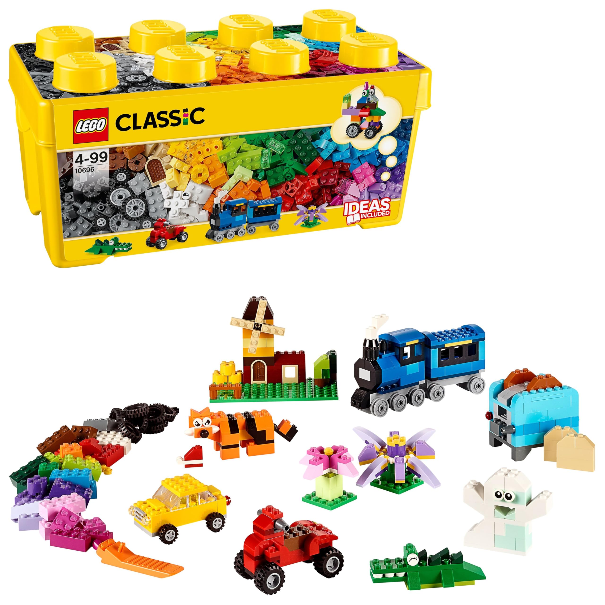 LEGO Classic La Boîte de Briques Créatives Deluxe - Jeu Créatif avec Espace de Rangement, Fenêtres, Roues & Plaques de Route - Activité de Noël - Cadeau pour Garçon ou Fille dès 4 Ans 10698