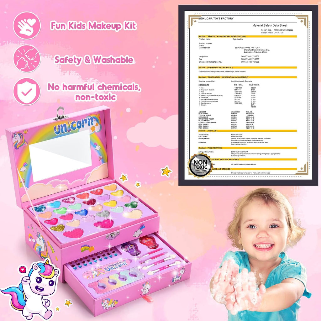 Licorne Maquillage Enfant Fille, Jouet Fille 5 6 7 8 9 10 Ans Licornes Palette Cadeau Noël Anniversaire Enfants 4-9 Ans Filles Coffret Maquillage Licorne Jouet Cadeau Filles 5-10