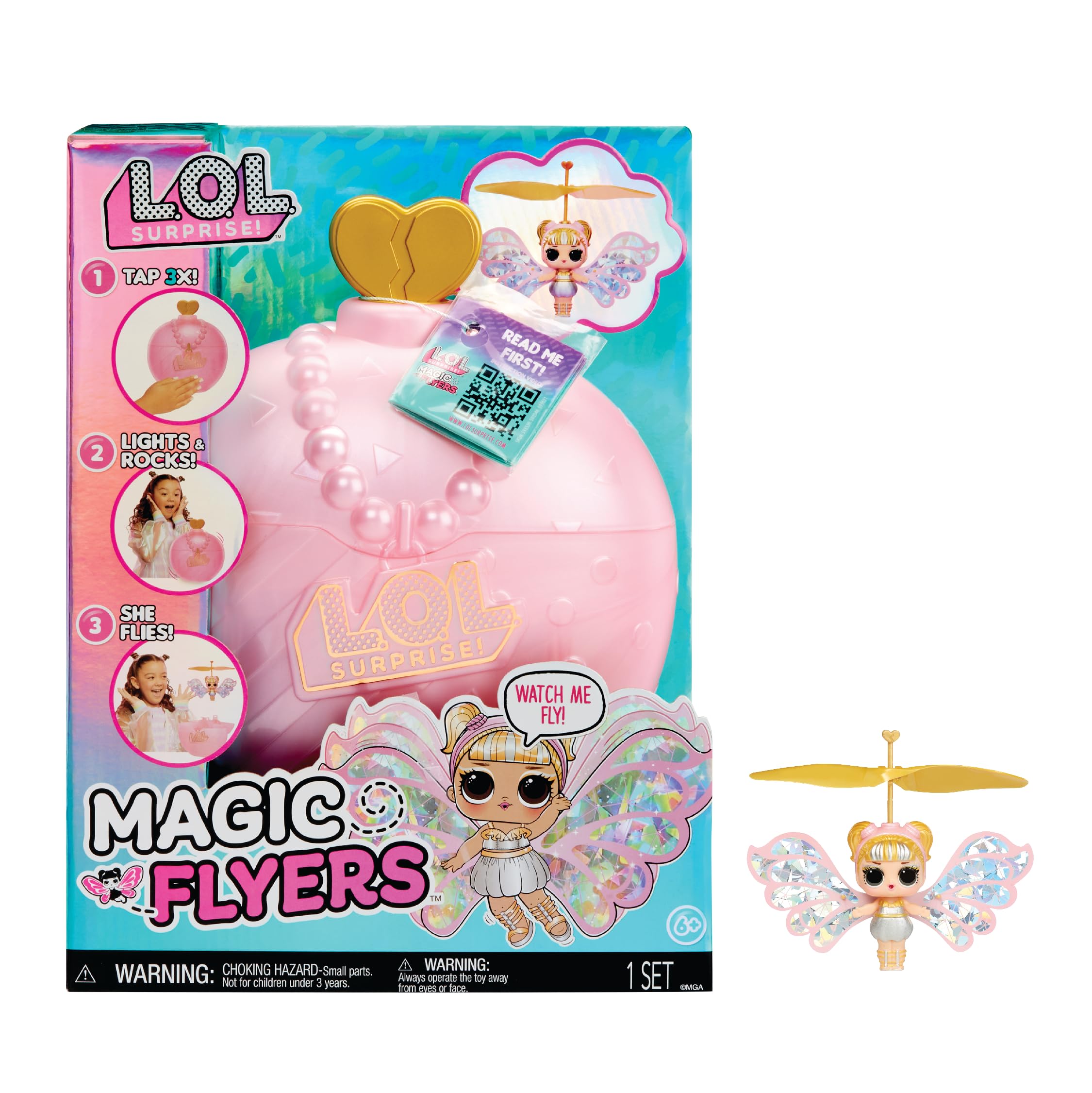 L.O.L. Surprise! Magic Flyers Fairies Tots - Snowflake - Comprend 1 Poupée et Une Baguette Magique, Présentée dans Un Emballage en Forme de Fleur, Collectionnez Les 2