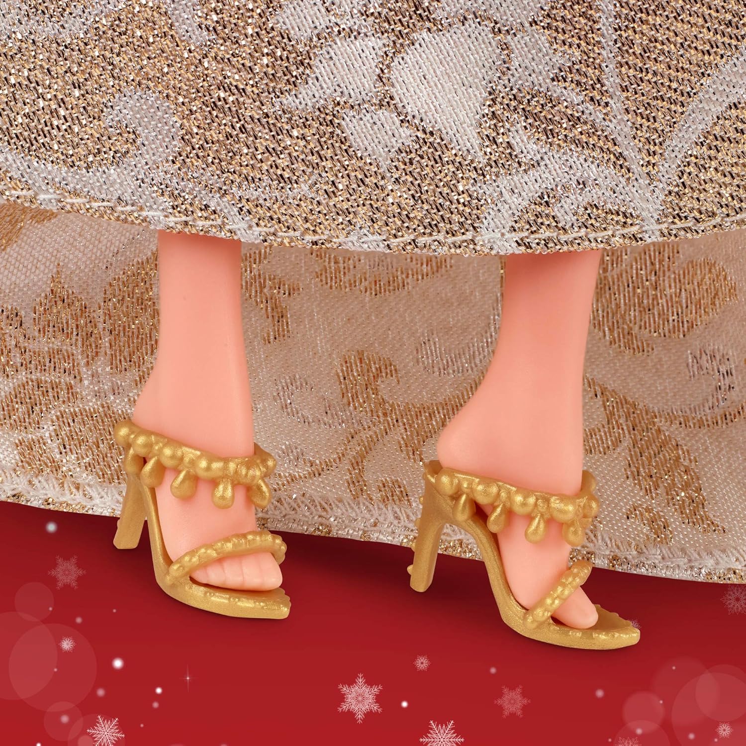 Barbie Poupée Joyeux Noël 2025, poupée Blonde emblématique Portant Une Robe Agent et Or, poupée Collector pour Les fêtes, avec Emballage de présentation et Socle, JBJ00