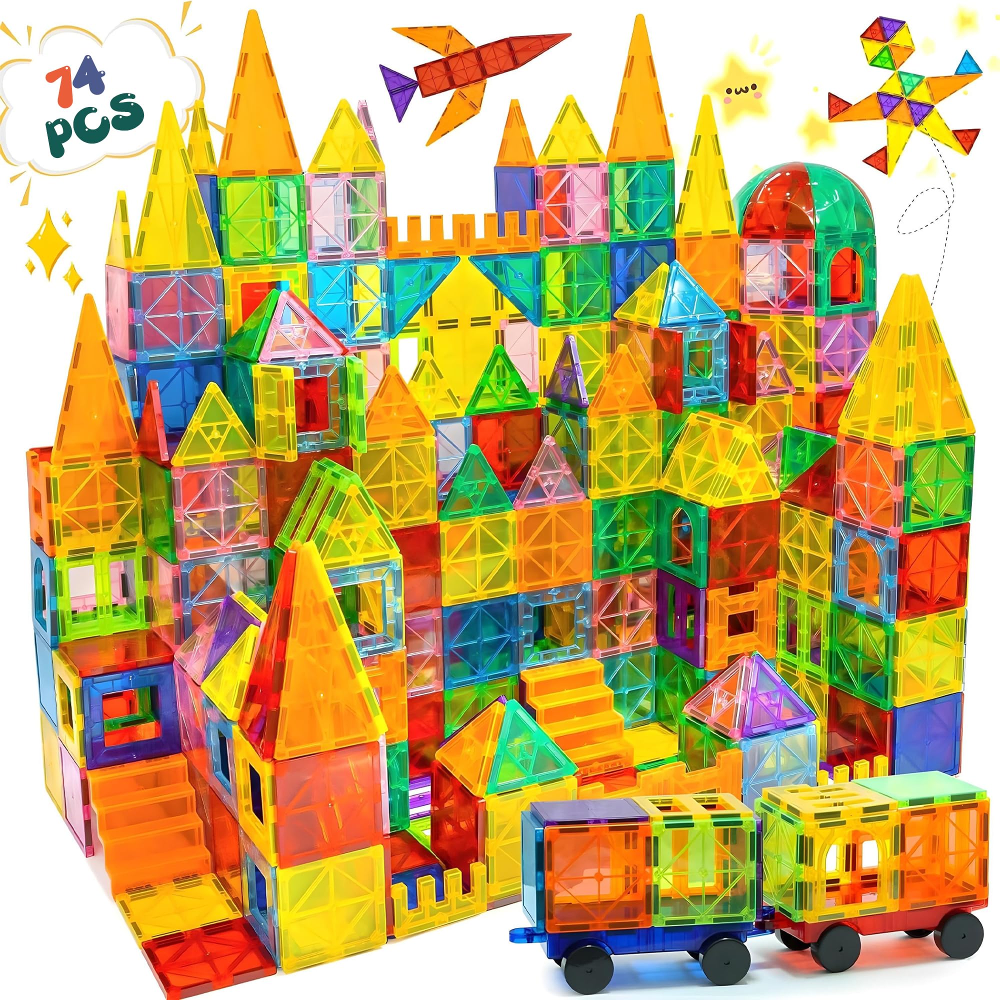 Olvy Blocs Magnétiques Montessori Jouet - 120 Tuiles Magnétiques Enfants - Jouet de Construction Magnétique Dès 3 Ans - Smart Playground Blocs Magnétiques (120 Tuiles Magnétiques)