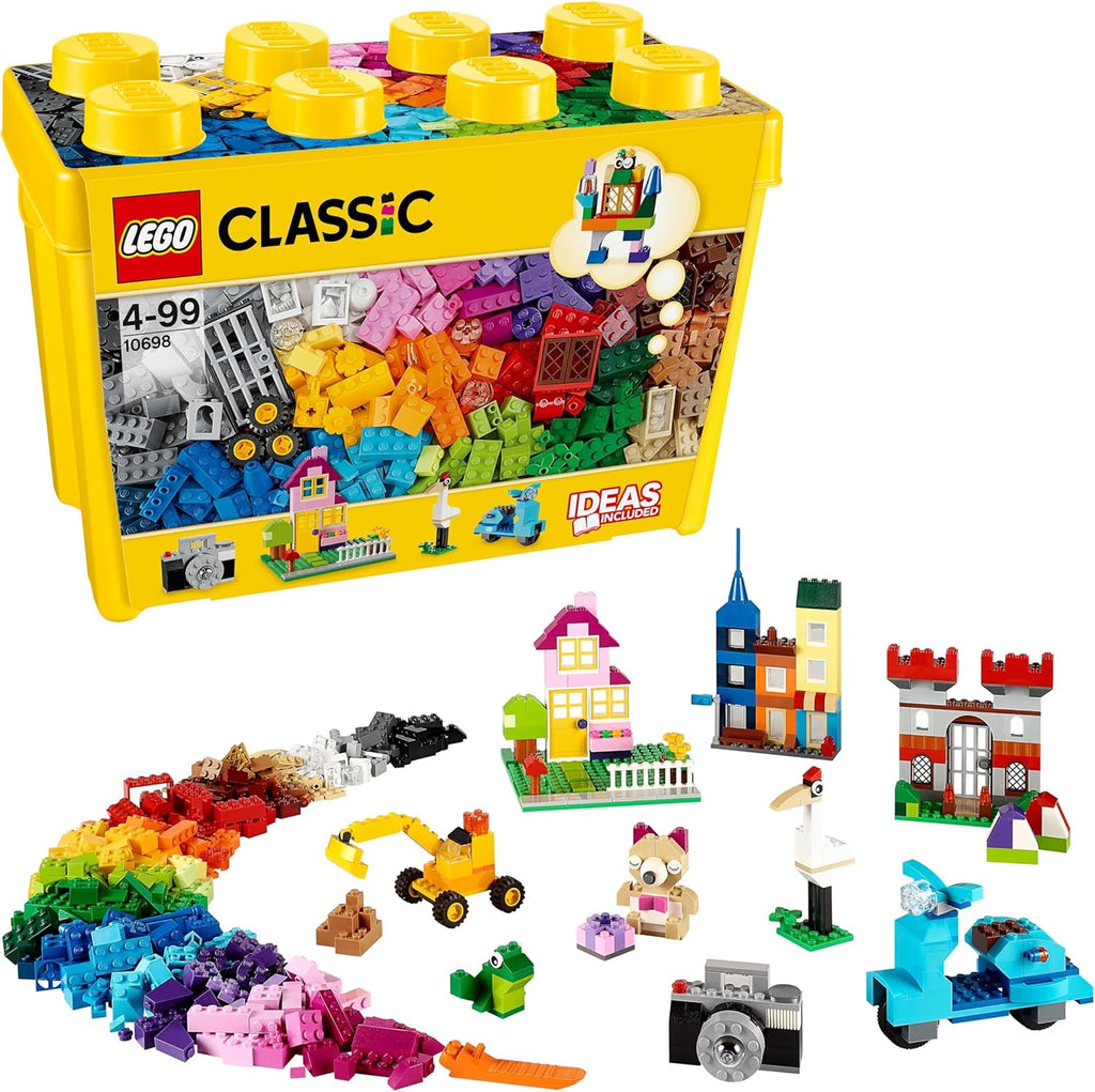 LEGO Classic La Boîte de Briques Créatives Deluxe - Jeu Créatif avec Espace de Rangement, Fenêtres, Roues & Plaques de Route - Activité de Noël - Cadeau pour Garçon ou Fille dès 4 Ans 10698