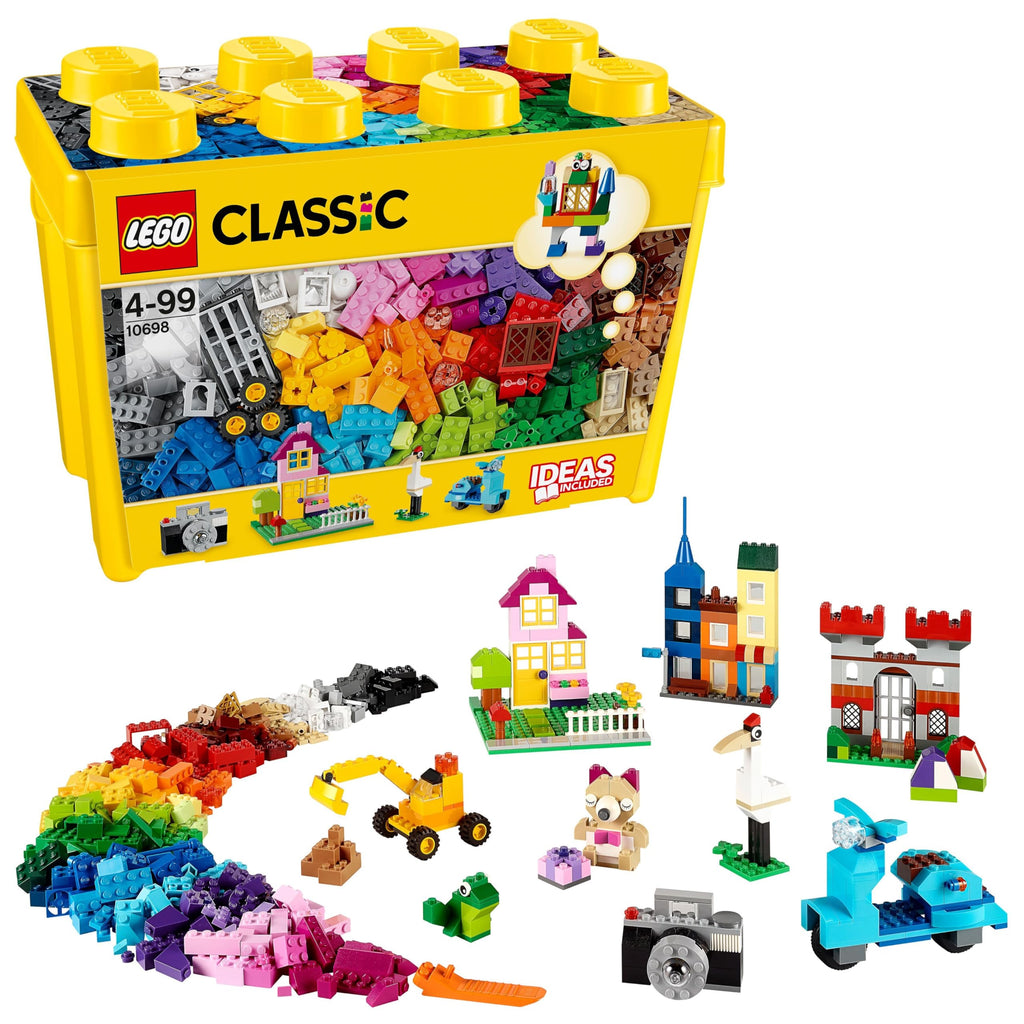 LEGO Classic La Boîte de Briques Créatives Deluxe - Jeu Créatif avec Espace de Rangement, Fenêtres, Roues & Plaques de Route - Activité de Noël - Cadeau pour Garçon ou Fille dès 4 Ans 10698