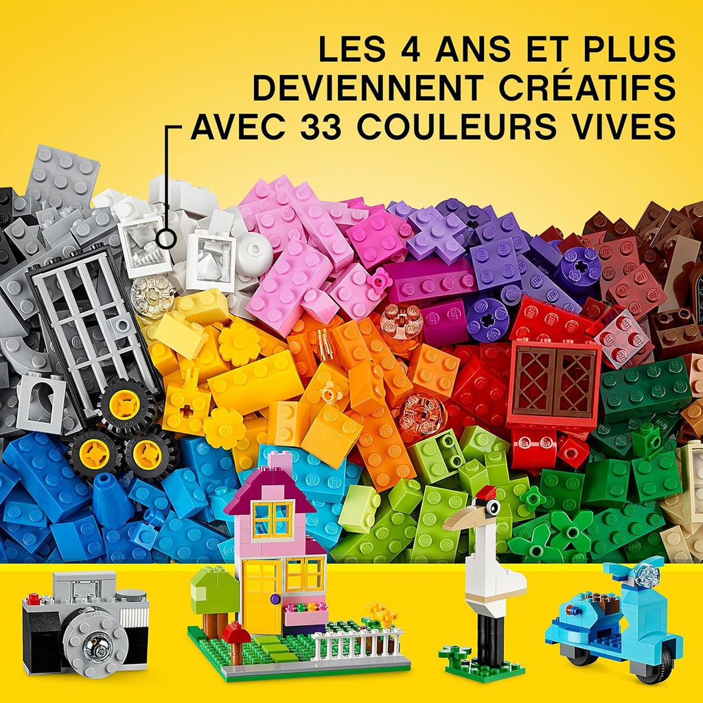 LEGO Classic La Boîte de Briques Créatives Deluxe - Jeu Créatif avec Espace de Rangement, Fenêtres, Roues & Plaques de Route - Activité de Noël - Cadeau pour Garçon ou Fille dès 4 Ans 10698